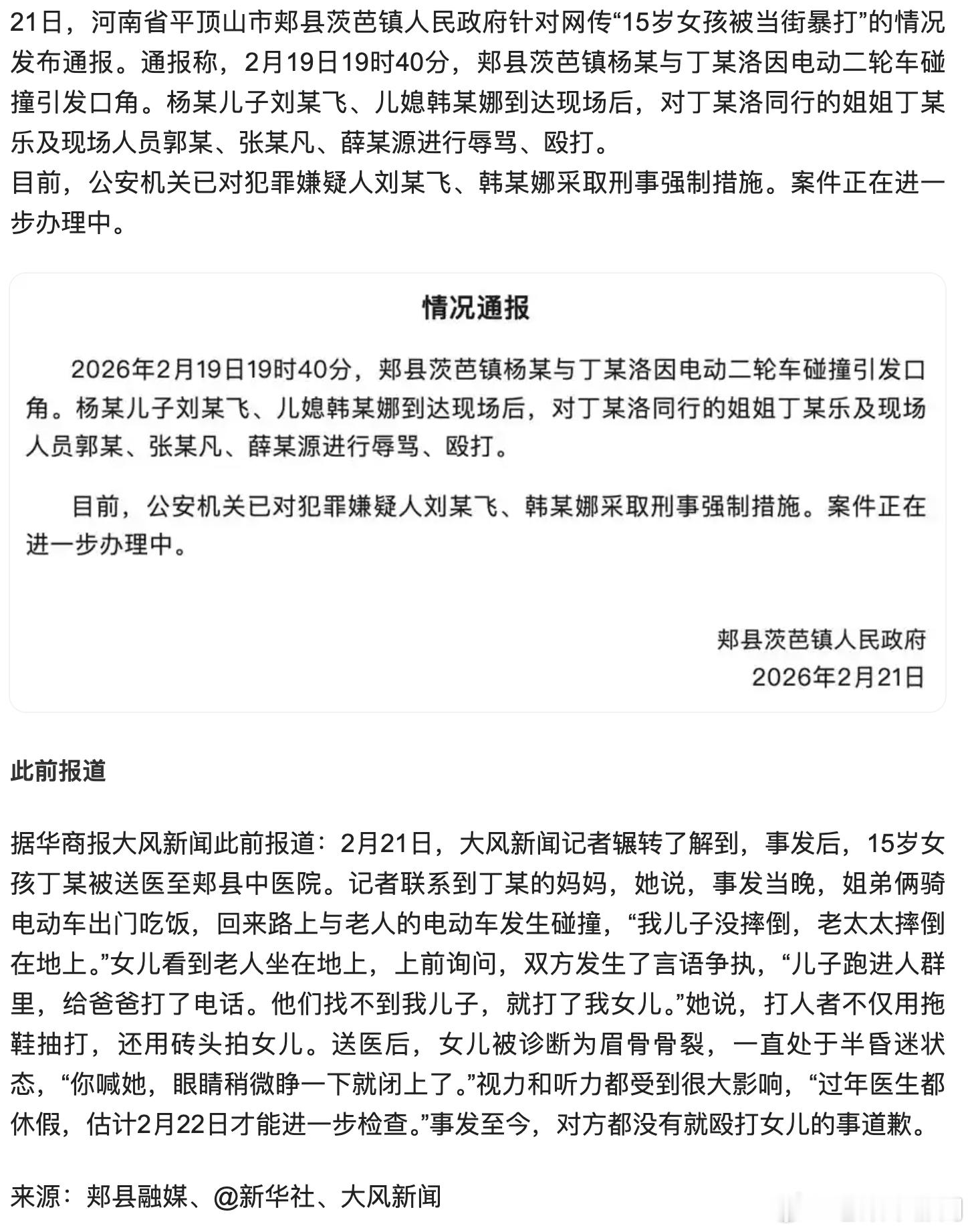 警方通报平顶山打人事件虽然对方跟老人发生碰撞致老人倒地，但也就是个民事纠纷的层面