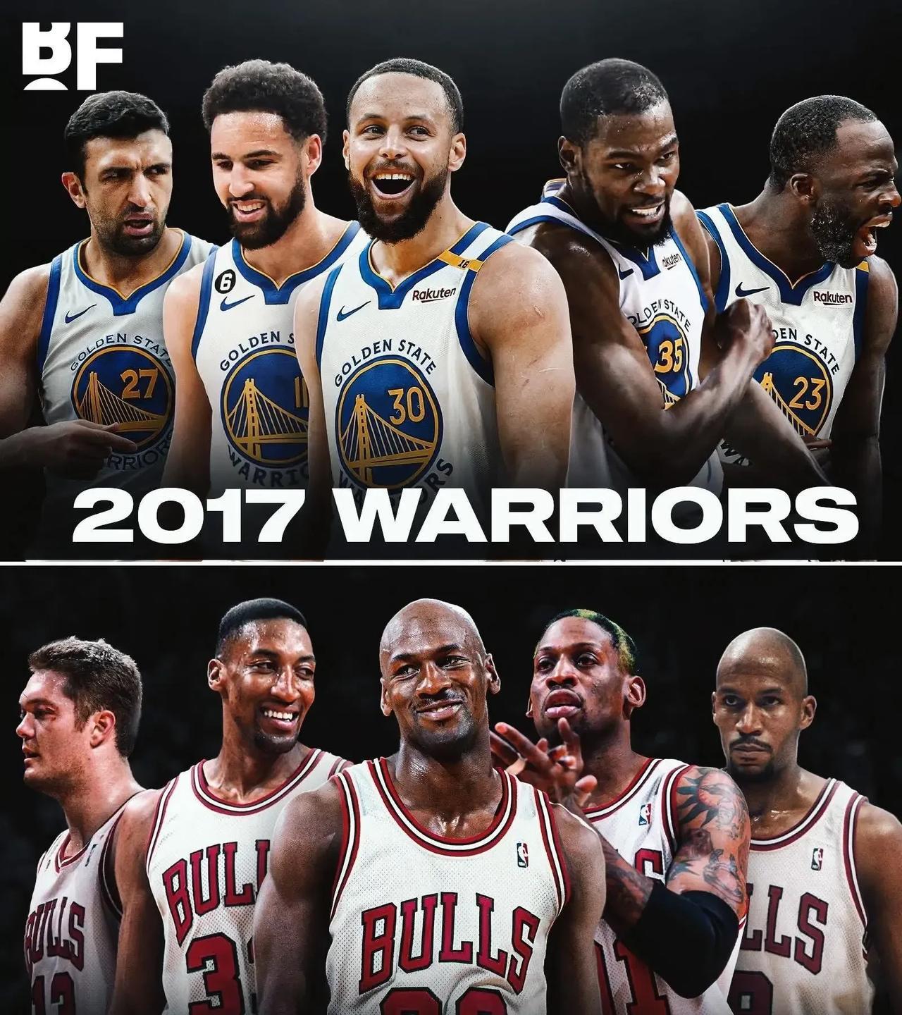 7场4胜制，97公牛和17勇士，谁能胜出？97公牛，69胜13负，联盟第一1