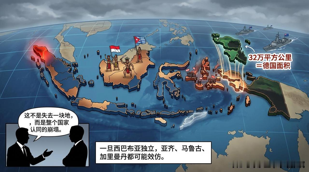 一旦西巴布亚成功独立，印尼面临的不仅是领土缩水，而是国家解体对于由一万七千多