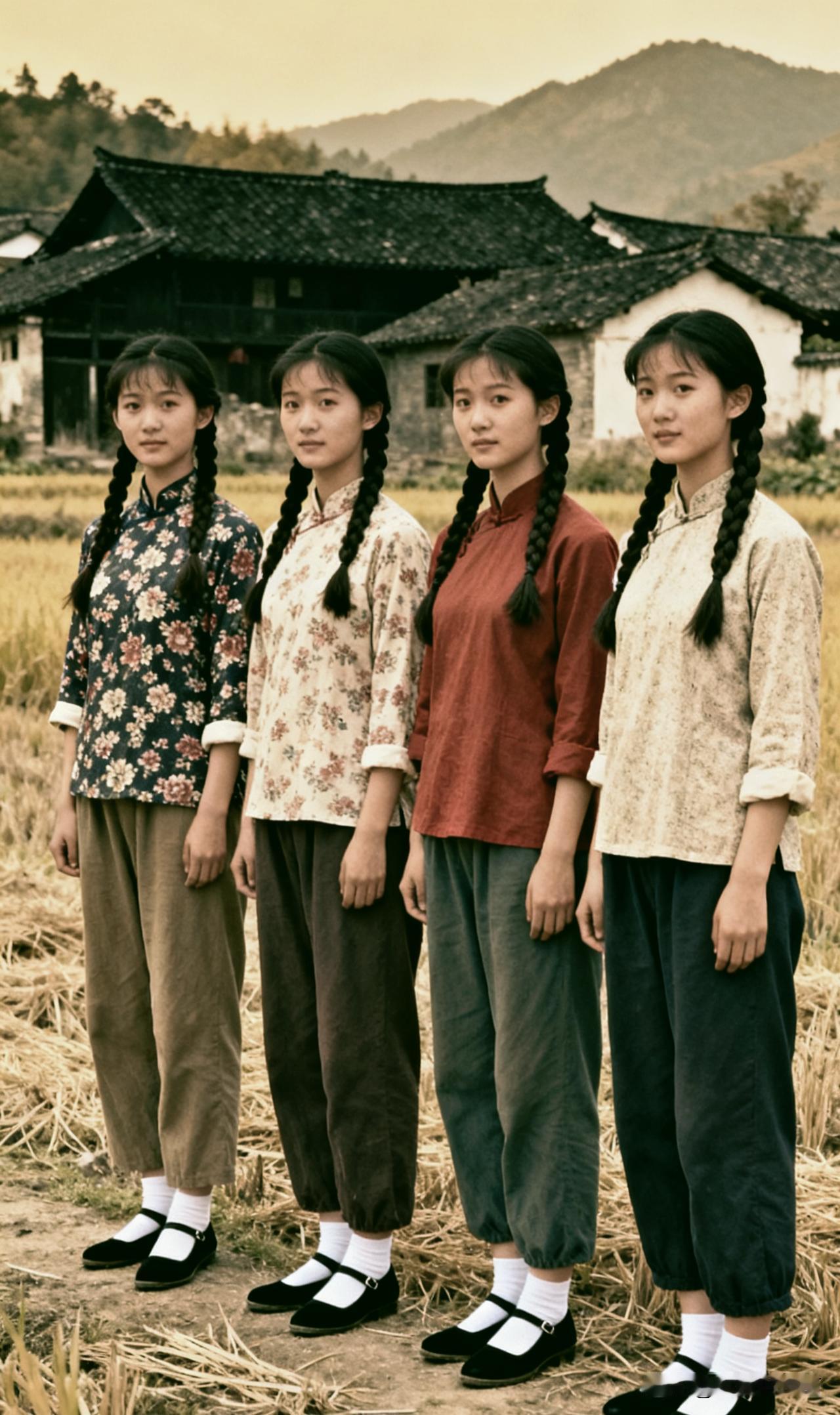 这才是“纯天然美女”！70年代的村花们，美得像从老照片里走出来的高清美女农村美
