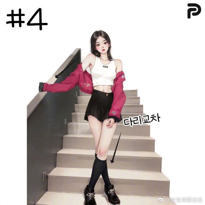 在楼梯上拍照的pose参考~