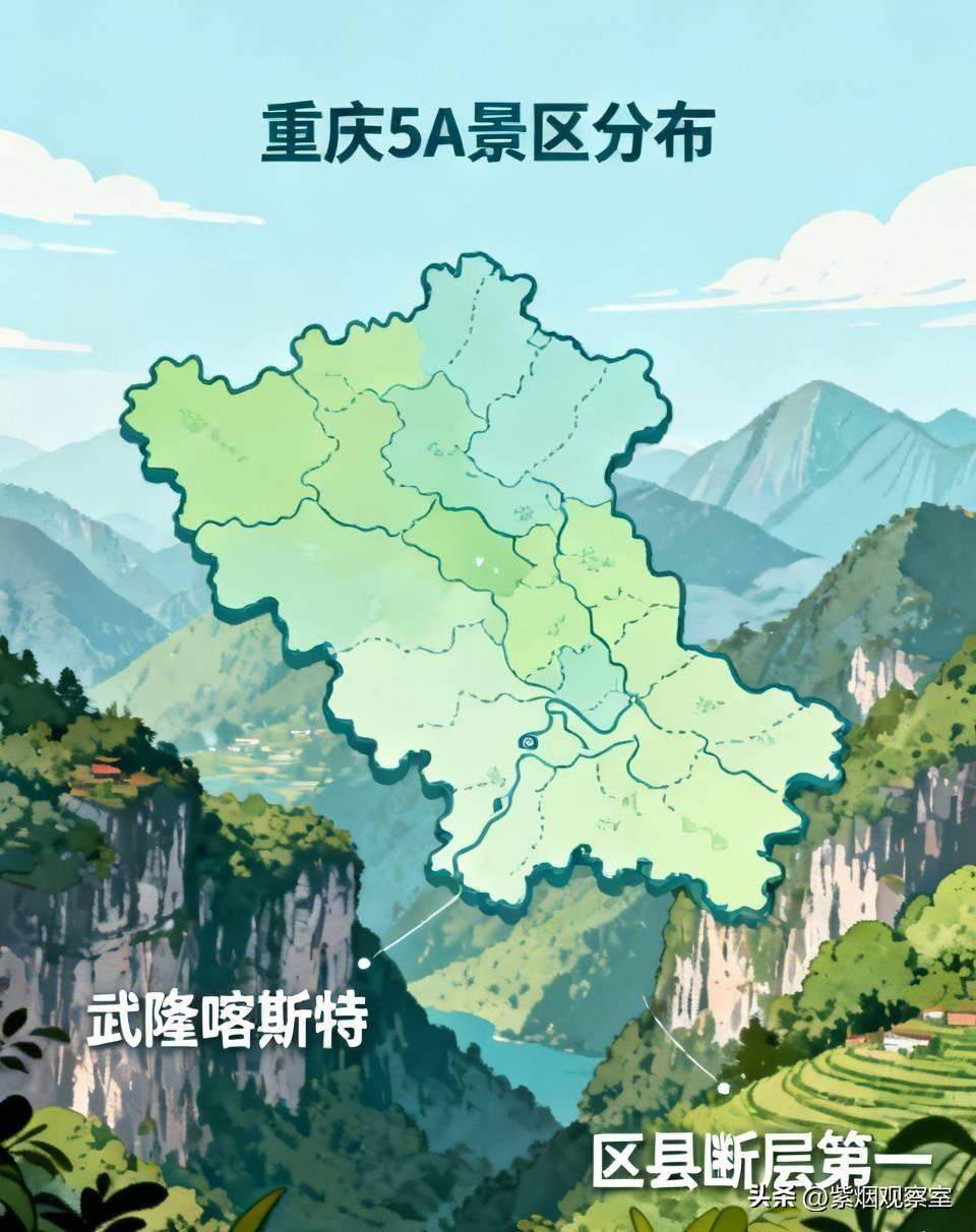 重庆12个5A景区，武隆凭一整个景区包揽全部核心资源，区县断层第一很多来重