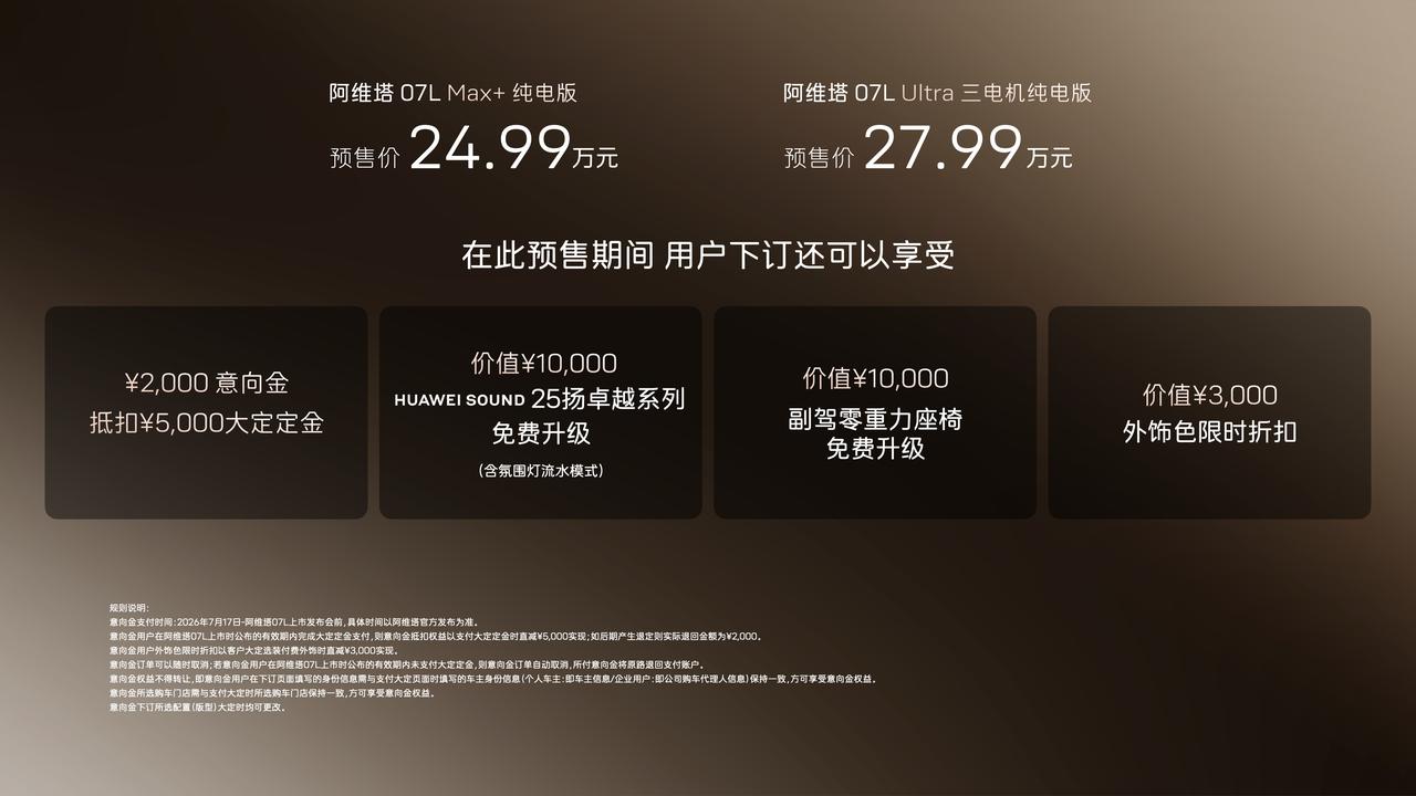 25万级家用纯电卷王！阿维塔07L，Max+后驱24.99万，Ultra三电机四