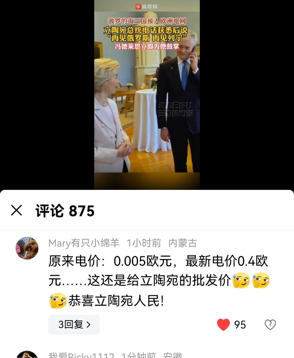 欧洲老爷们不能为立陶宛鼓掌吗，挣大钱了[捂脸哭]