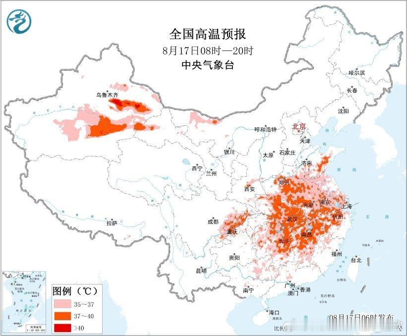 【高温天天见】未来因为副热带高压持续强势，黄淮到江南以及重庆等地，大范围的高温可