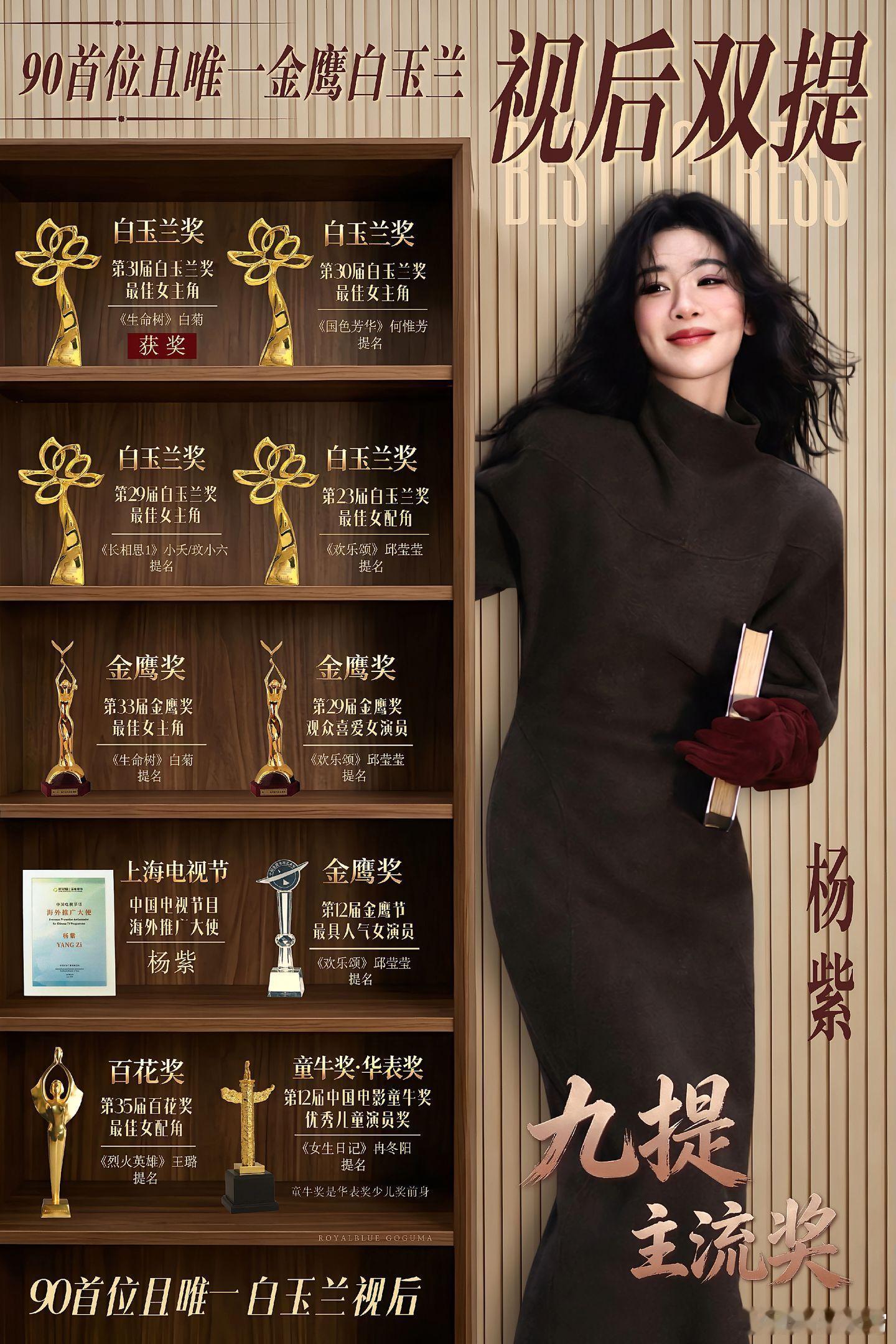 杨紫九提主流奖！期待今年继续更新获奖履历。杨紫九提主流奖！期待今年继续更新获奖履