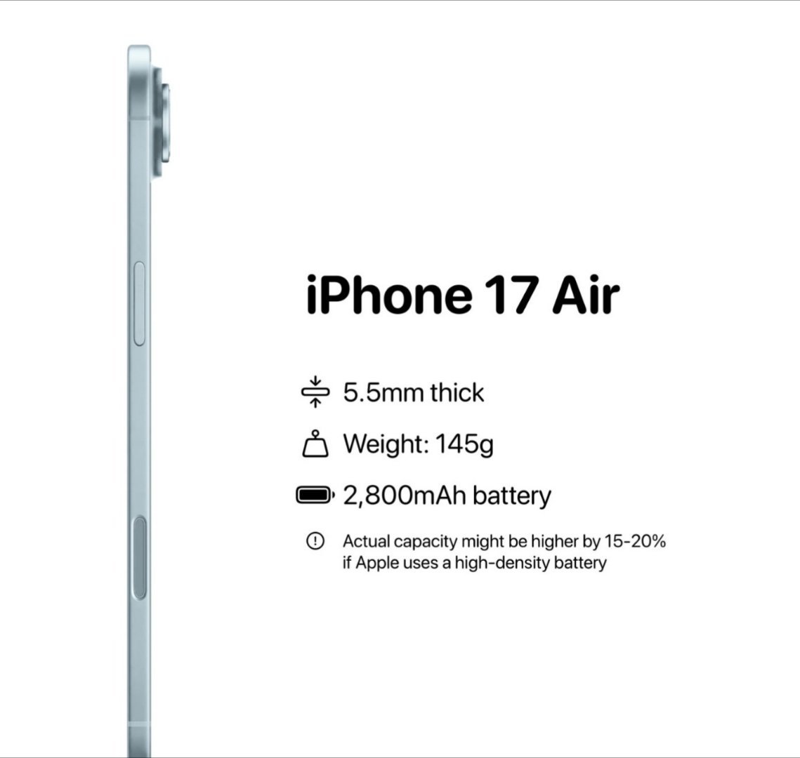 iPhone17Air前摄有新布局，从传统的居中靠右移到了居中靠左的位置，
