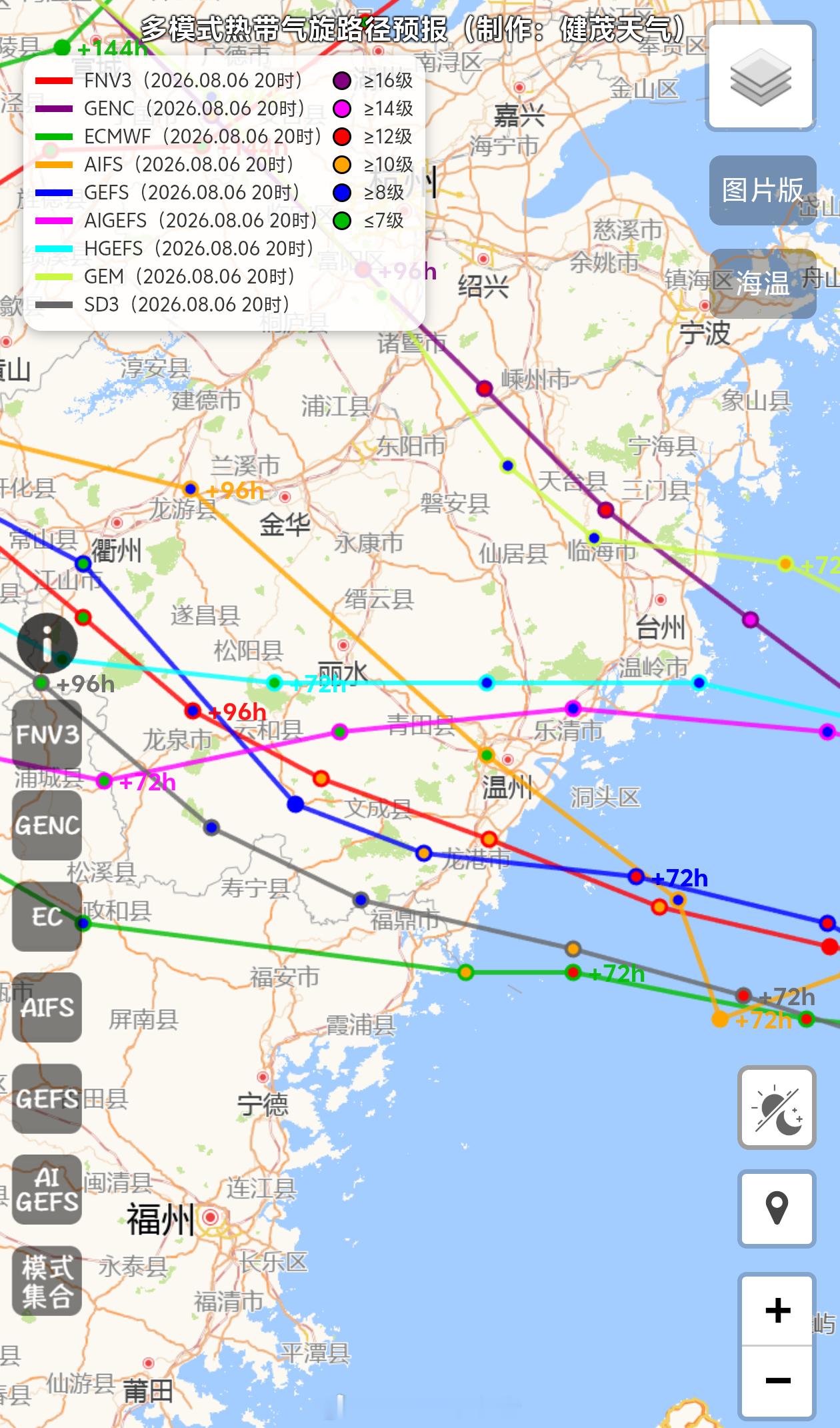 台风白海豚登陆区域锁定登陆区域锁定在浙江中南部至福建北部，其中浙江南部附近的概