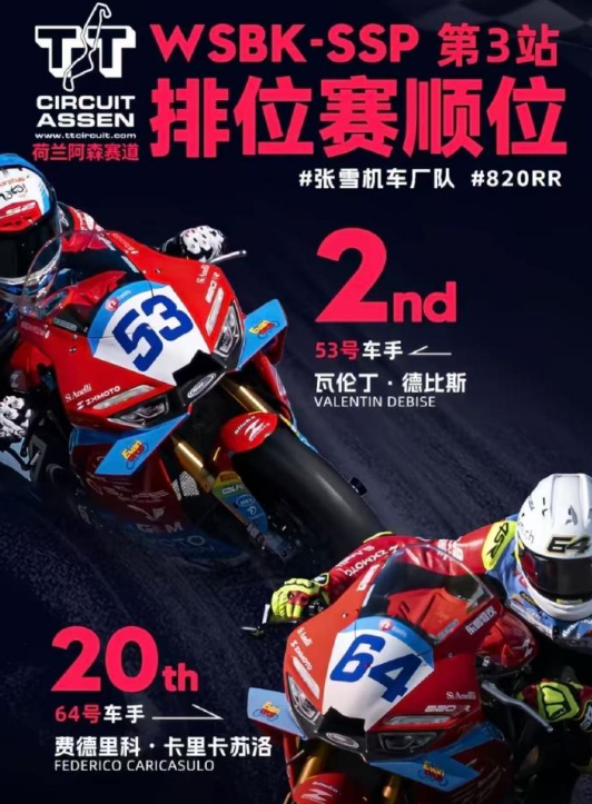 WSBK荷兰站杆位赛尽显极限竞速！车队顶着增重与动力限制，车手从第19位一路强势