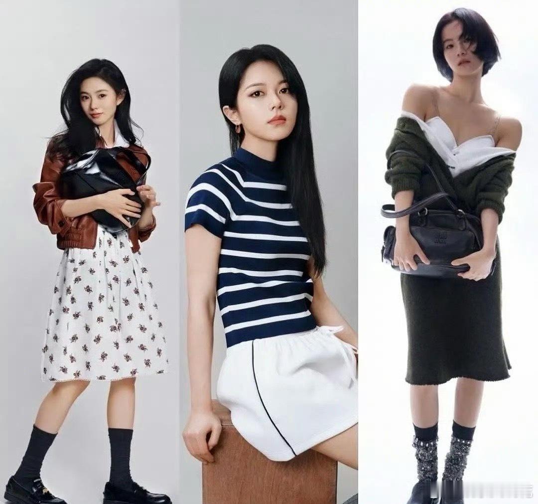 miumiu签了三个00花去搜了一下三个女生的miumiu宣发图，感觉刘浩存表