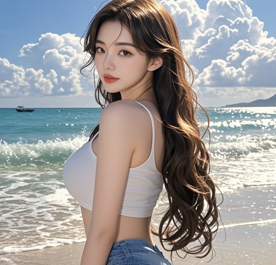 娇媚少妇倚斜阳，臀线诱人如画如诗