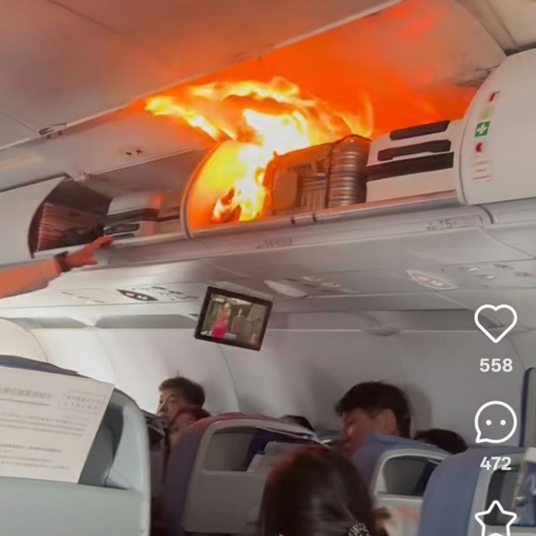 国航一杭州起飞航班起火备降这场面，看着就吓人…上次在机场安检，我前面一位大姐因为