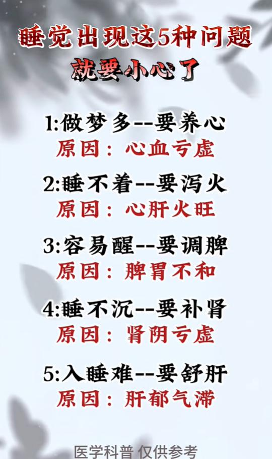 五种睡眠问题对应五脏，对症调养思路收好