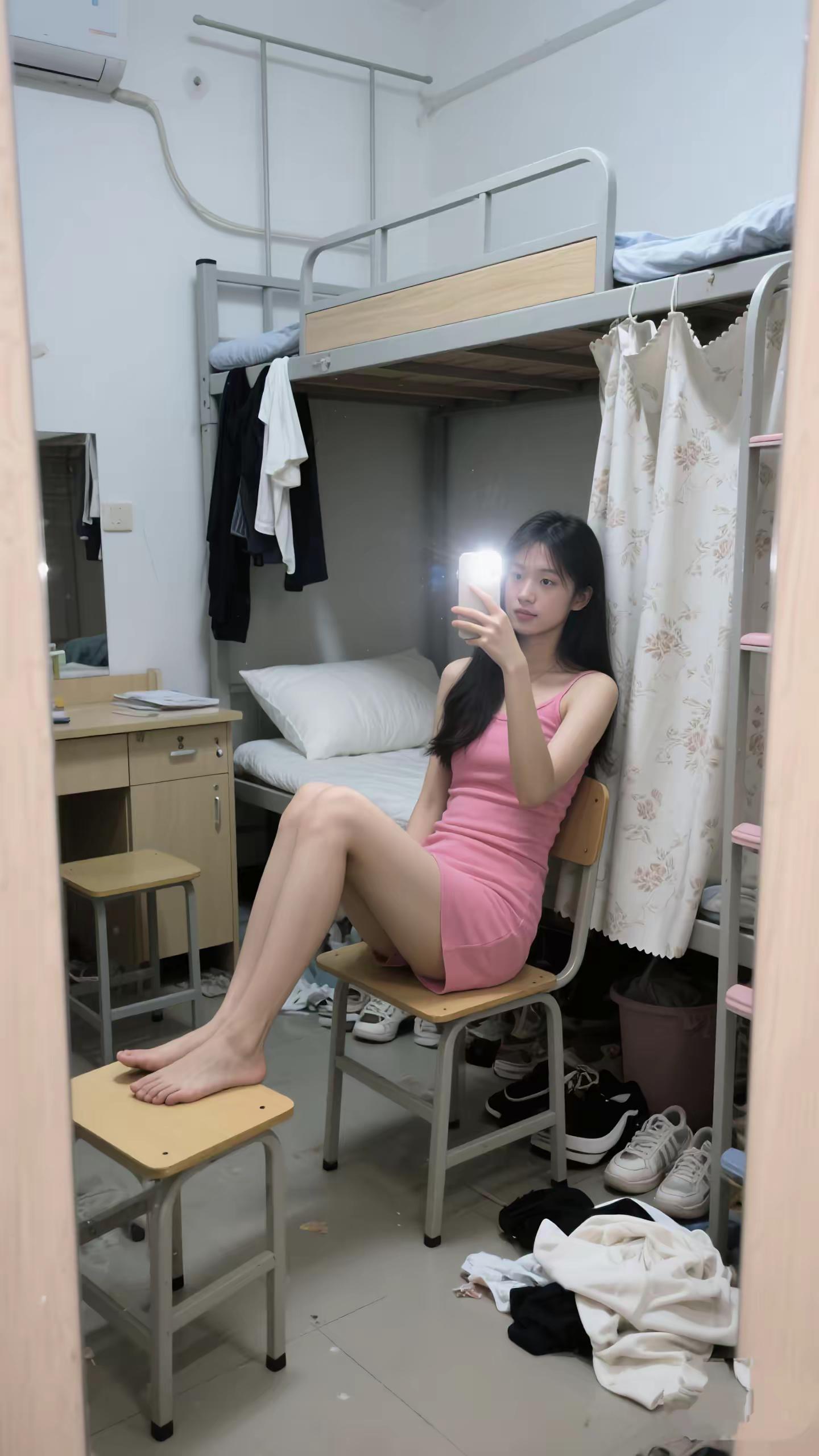 宿舍真的有点乱吗？#女大学生自拍