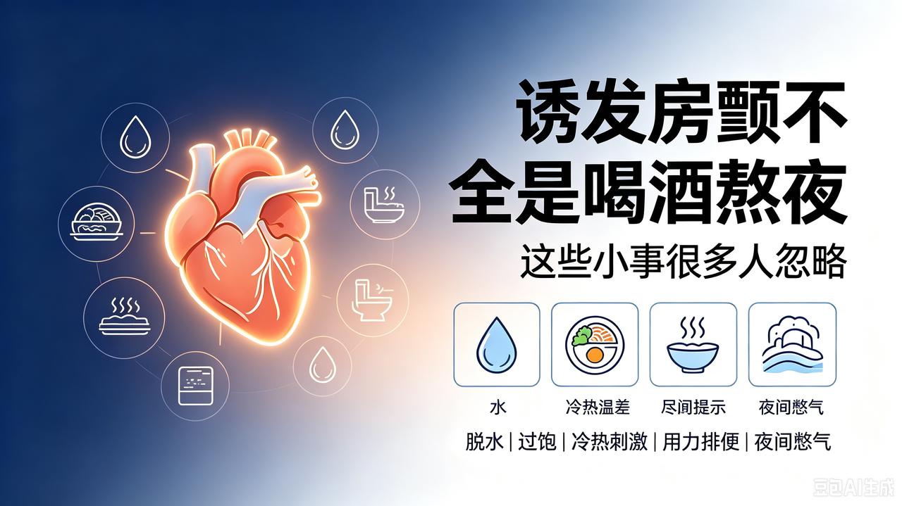 诱发房颤不全是喝酒熬夜，这些小事很多人忽略✨钩子：戒掉烟酒、不熬夜，房颤还