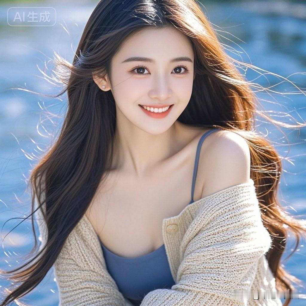 阳光下的女孩，笑容真灿烂。