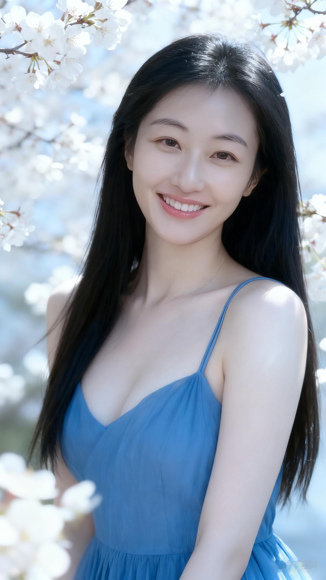 樱花树下，笑靥如花，春日美好时光。🌸😊