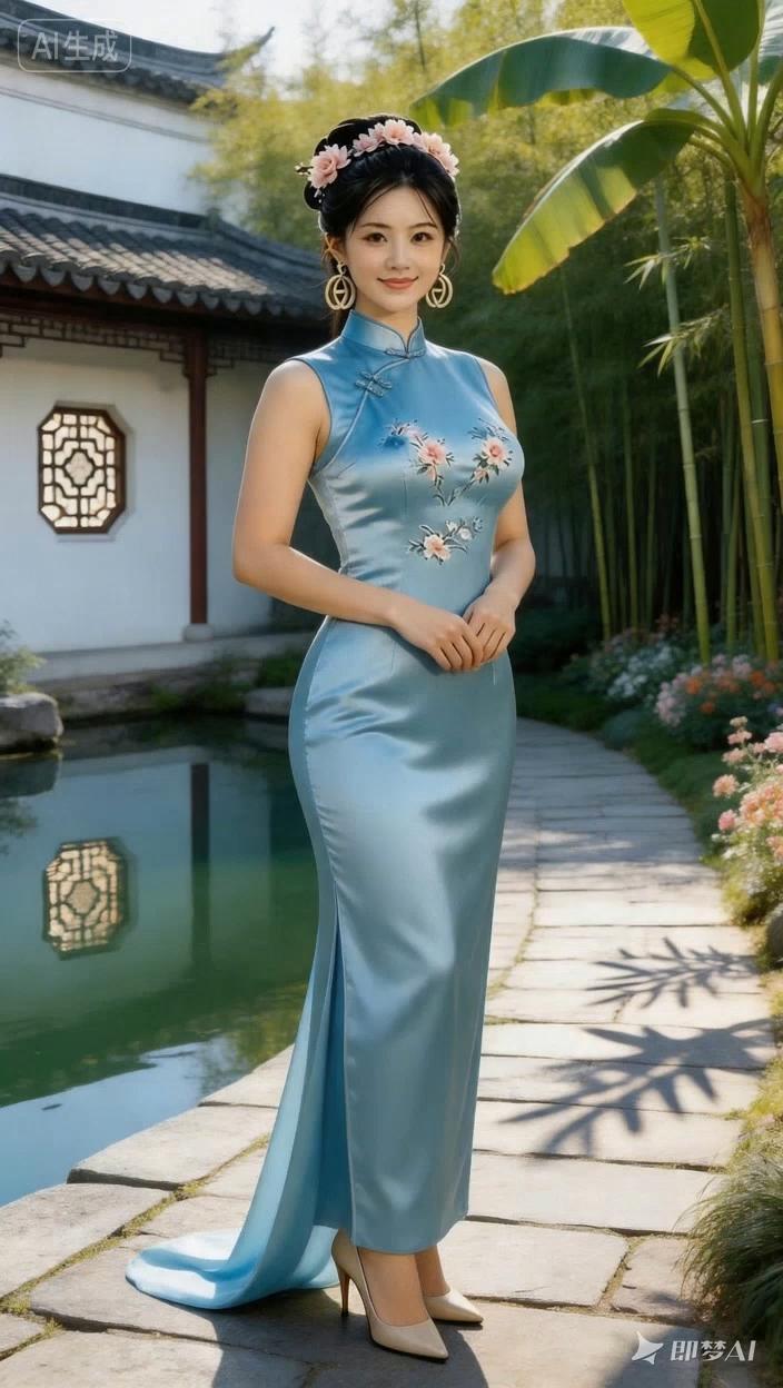 七绝●园林美景/古韵清幽曲径逛公园，绿树红亭绕雅轩。碧水红荷花簇拥，