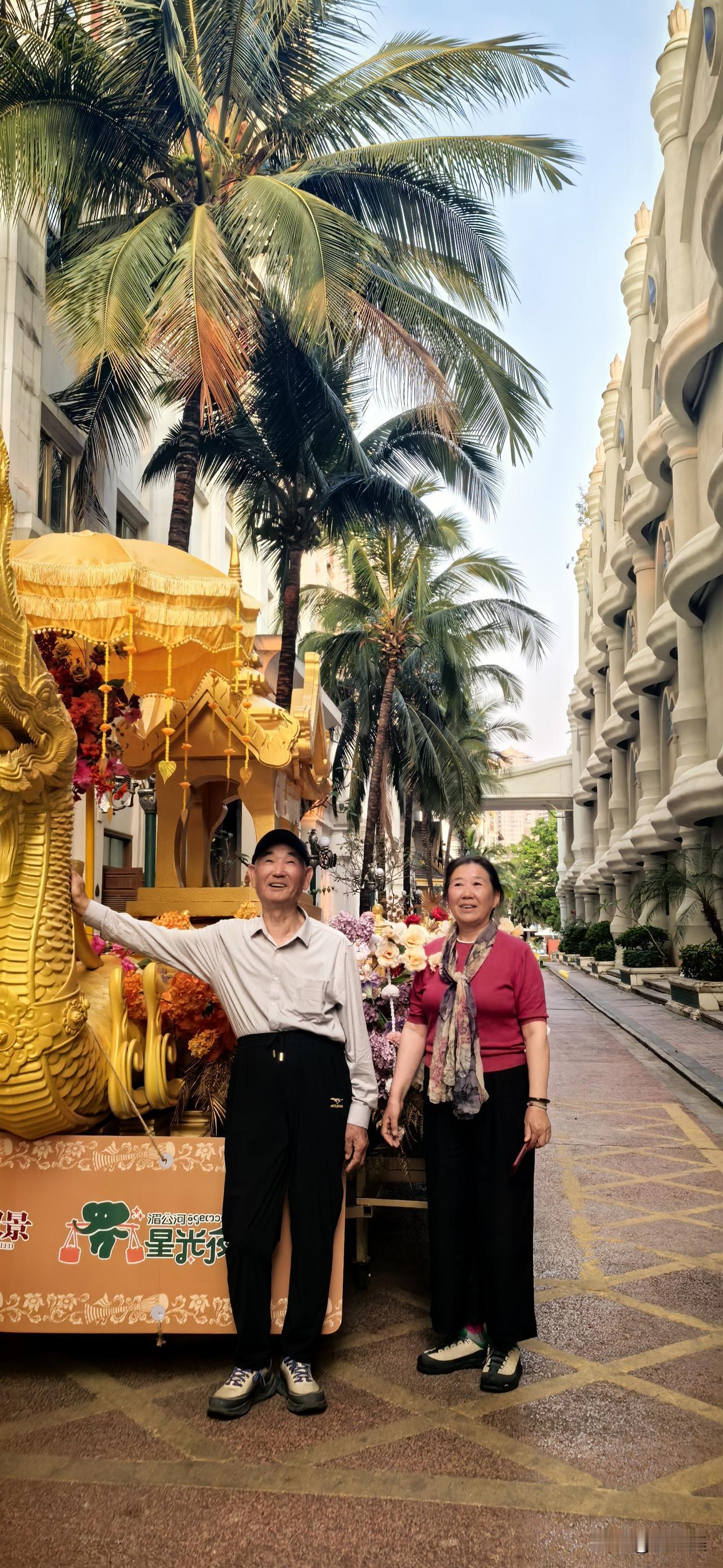 满庭芳·湄公河星光夜市晚日斜铺，澜沧奔碧，晚风轻拂衣裳。闲陪老父，嬉影立