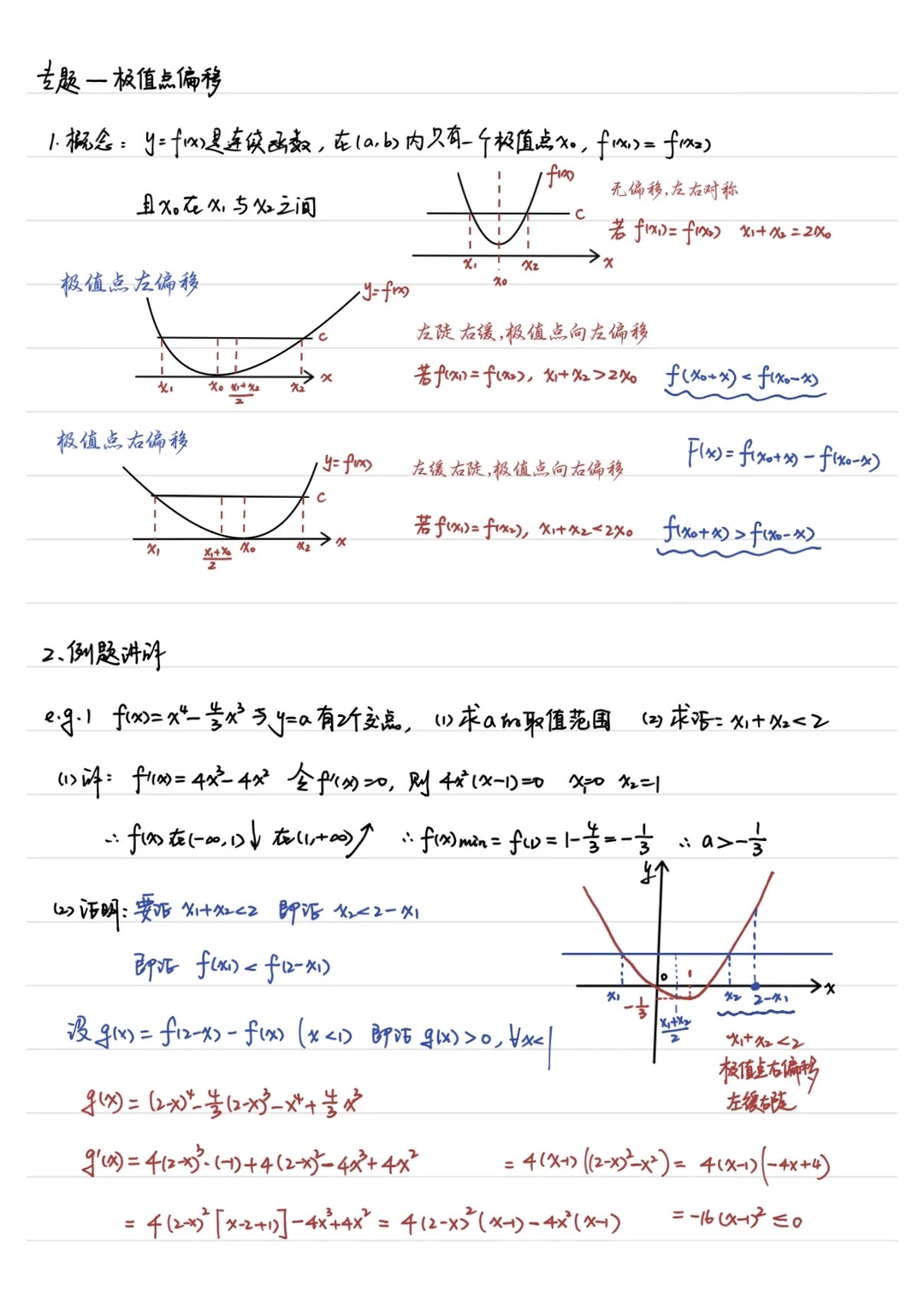 高三一轮复习 专题——极值点偏移 力争讲透！