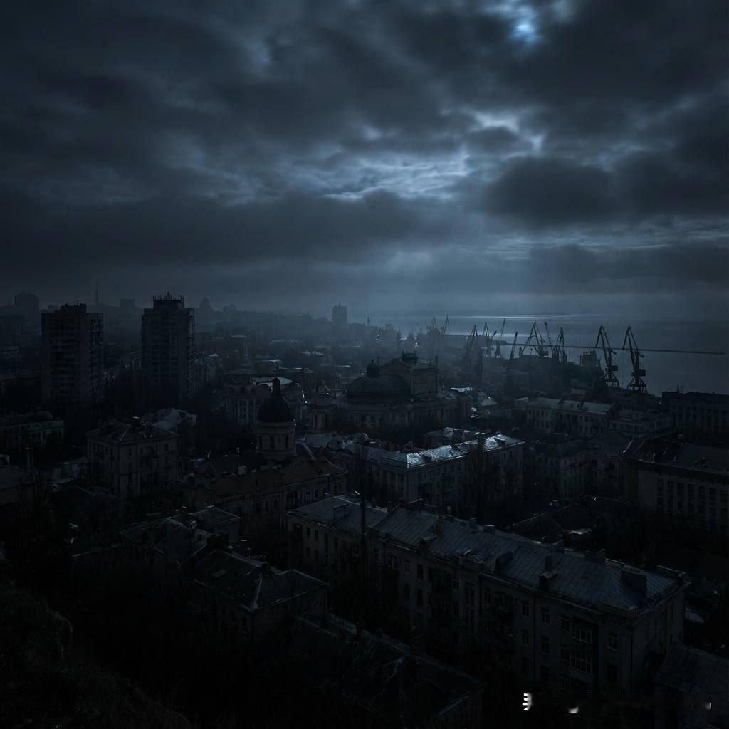 图1至图3是全国大面积停电后的敖德萨港夜景。这画面颇有俄罗斯海洋画家艾瓦佐夫