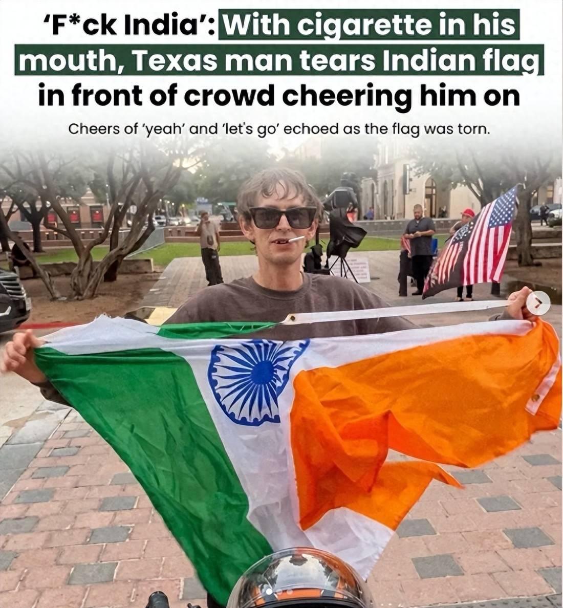 伤害性不大、侮辱性极强！美国德州弗里斯科（达拉斯北郊）一场反移民集会中，一名男子
