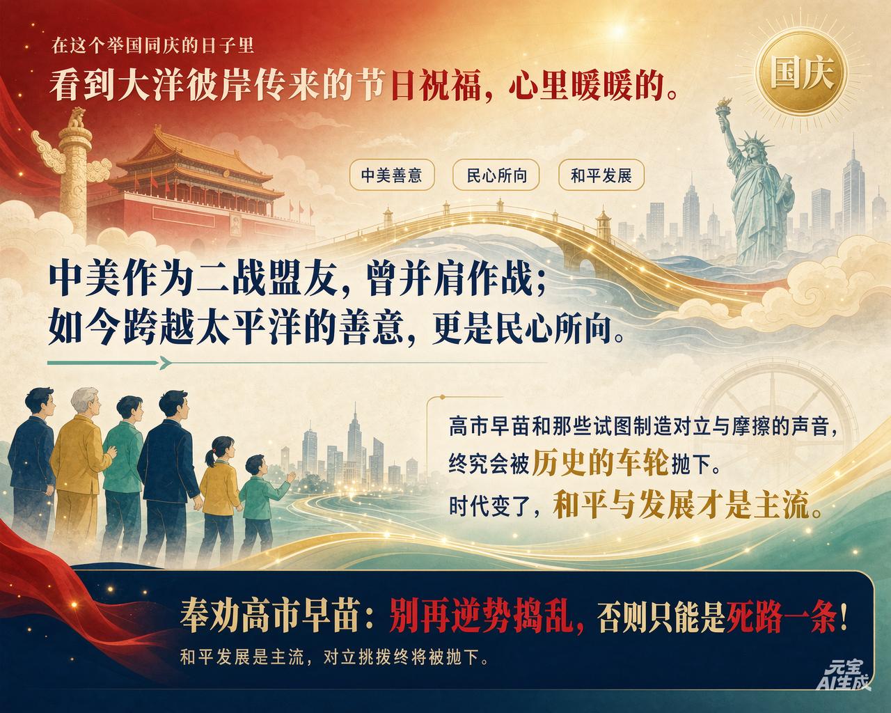 举国同庆的佳节，收到卢比奥从大洋彼岸送来的节日祝福，心底暖意融融。遥想二战烽烟岁