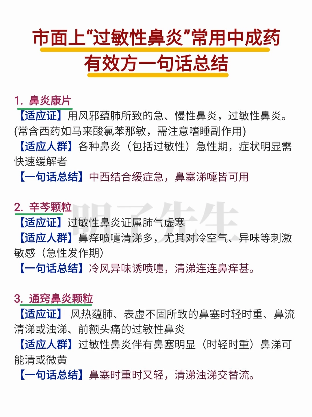 市面上“过敏性鼻炎”常用中成药及国医方