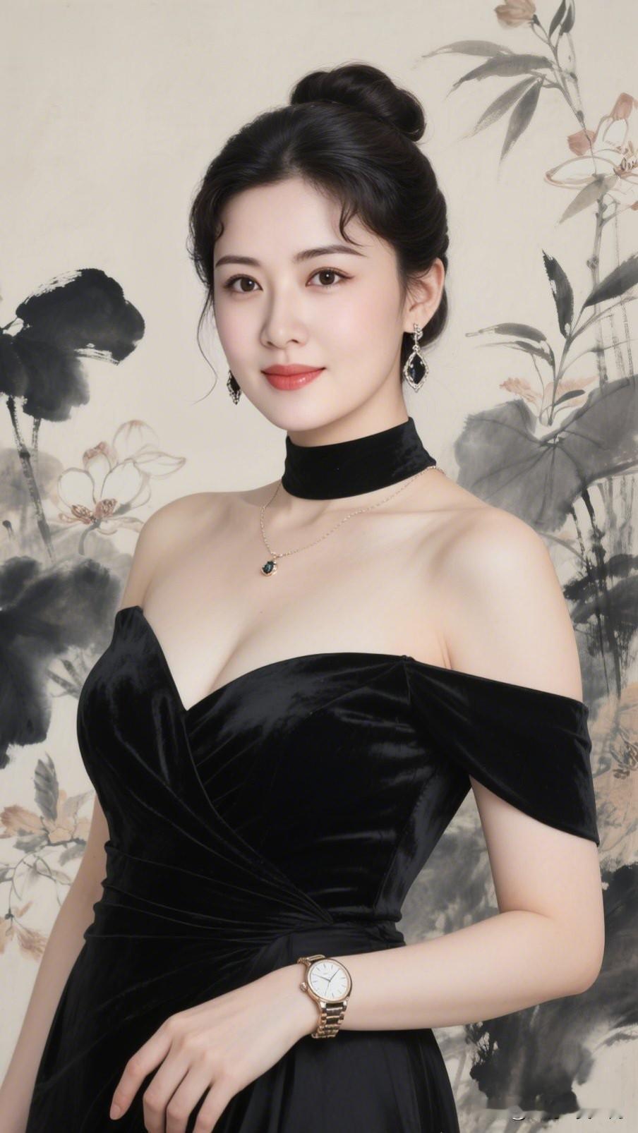 黑衣美人，花影相伴。个人写真怎么拍才好看优雅黑裙，气质女神，尽显东方韵味！