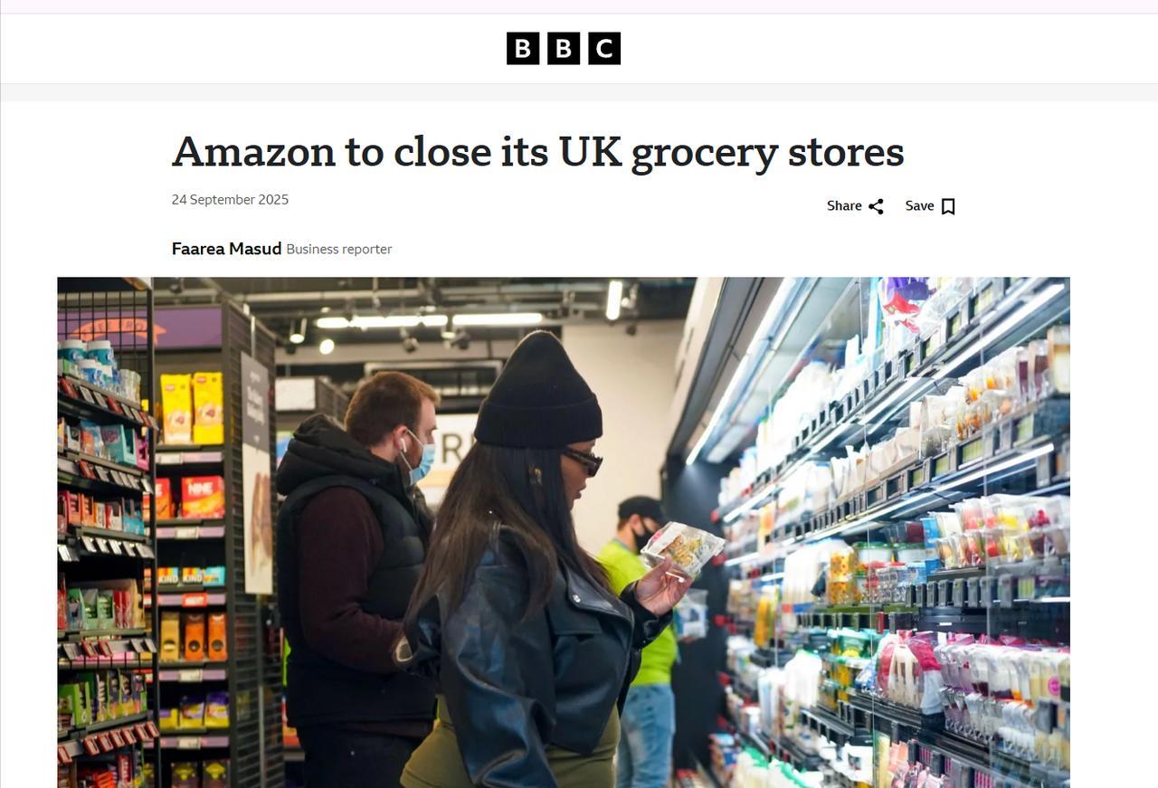 亚马逊无人值守AI便利店在英国也折戟沉沙：【AmazonGo】亚马逊声称是用