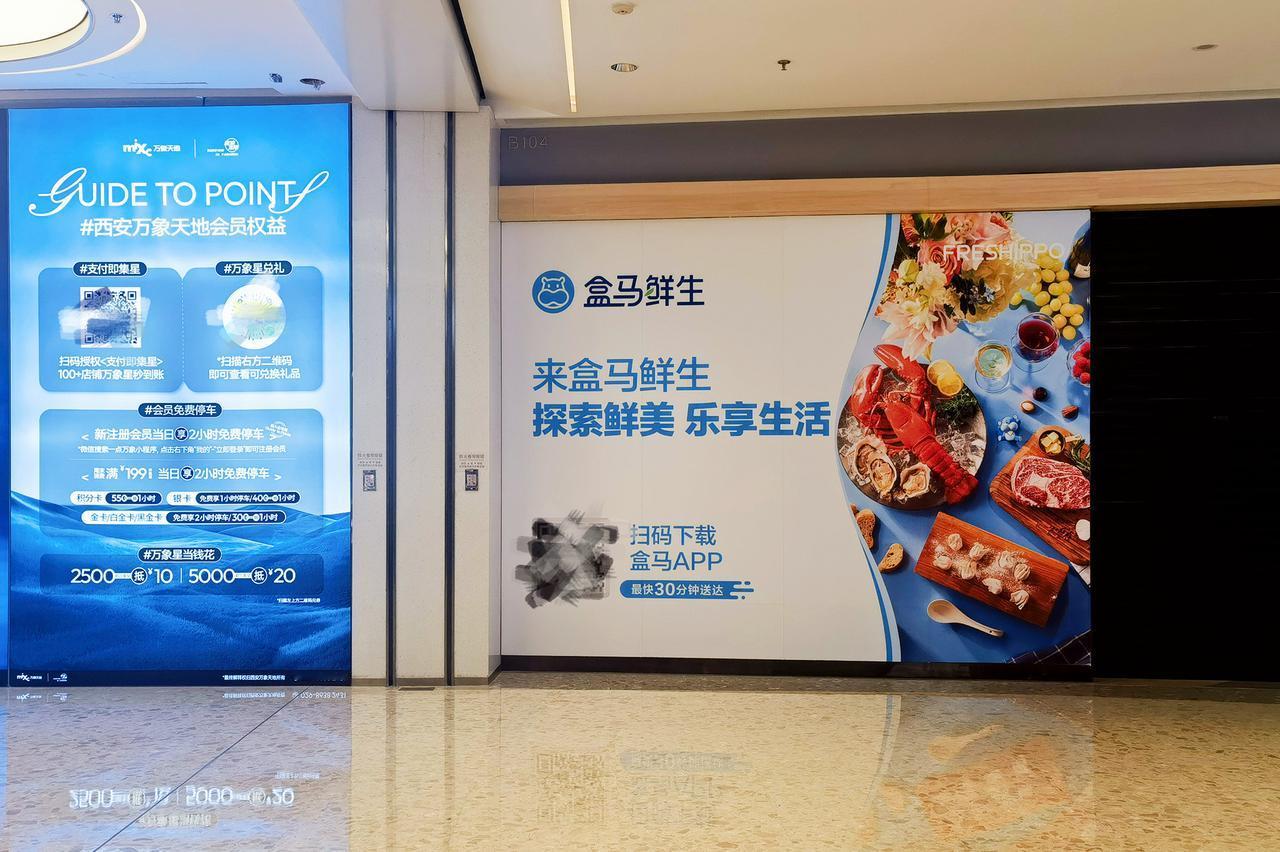 随着盒马围挡出现，西安万象天地B1层原blt超市的铺位归属有了最终答案，至此全城
