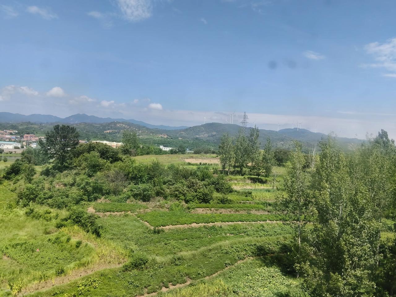 山一点也不高可是山上还有风力发电，看到这样的景色真的好喜欢呀。