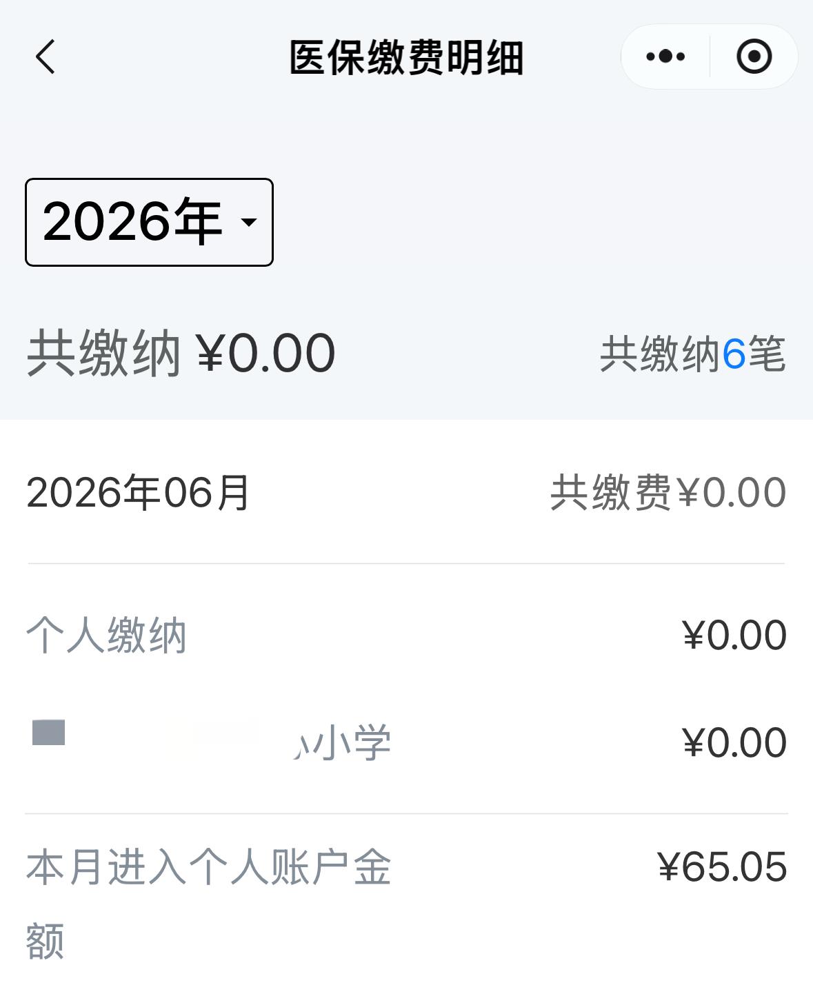去医院购买钙片，用手机支付宝卡包里的医保码刷码付款，无意中翻看到医保缴费明细，本
