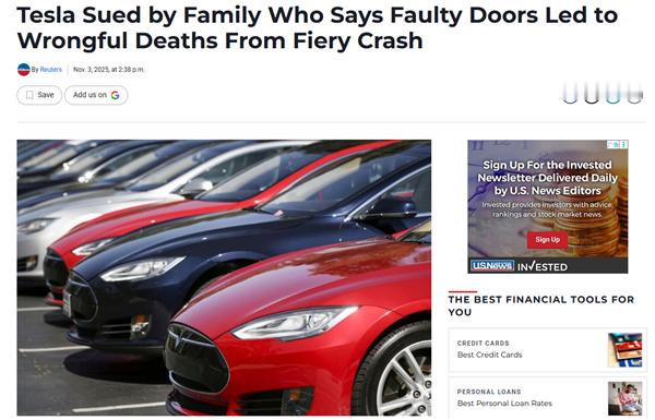 特斯拉隐藏门把手再酿惨剧！5人困于火海烧死，官方终于承诺改设计