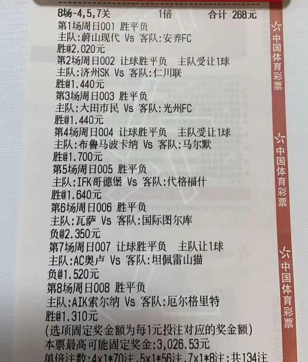 这张票是亏还是赚了，有没有能帮忙算一下？从目前比完的几场比赛来看，这张票肯定是
