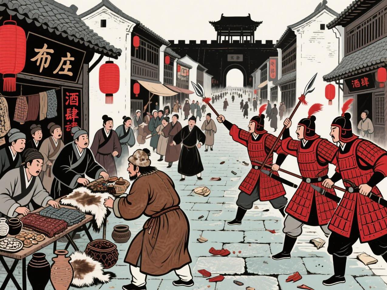 匈奴浑邪王投降到达长安后，当地商人觉得夷族人傻钱多，于是竞相和他们交易，违背了朝
