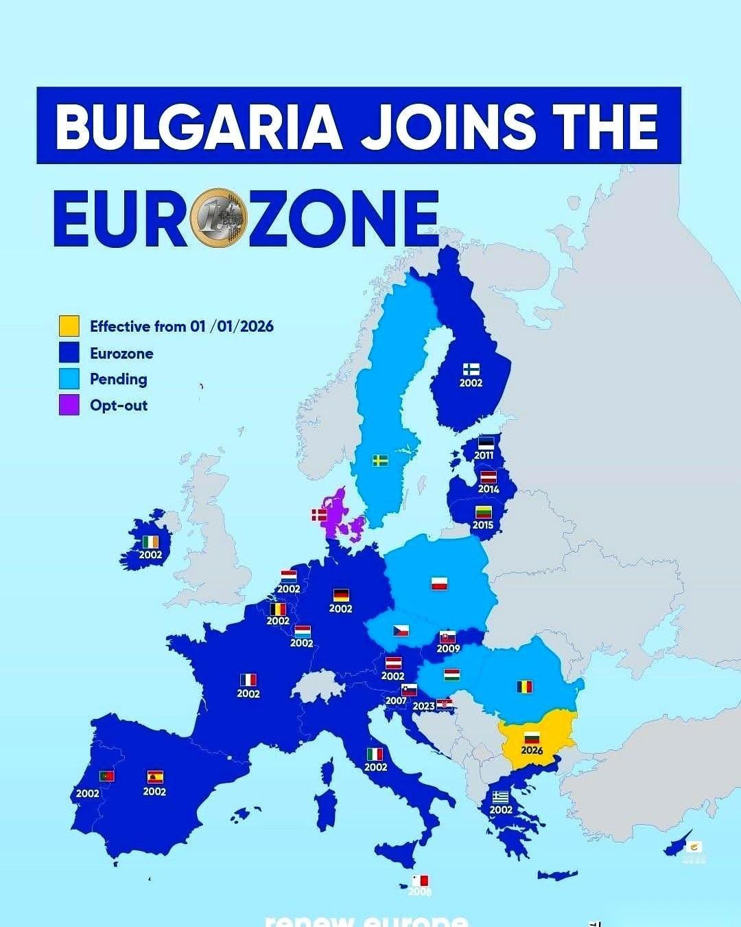 有个事儿，静悄悄地就办了。保加利亚，正式加入欧元区。从此，欧元的版图，直接推到