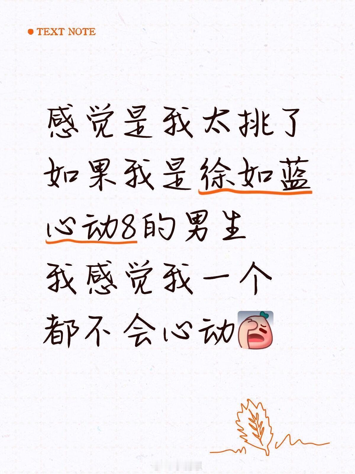 心动的信号感觉是我太挑了如果我是徐如蓝心动8的男生我感觉我一个都不会心动