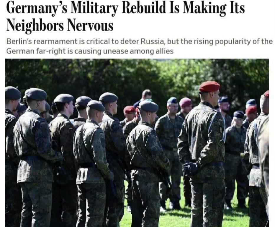 美国《华尔街日报》报道称，德国的大规模重新武装引起欧洲越来越大的不安。德国的国