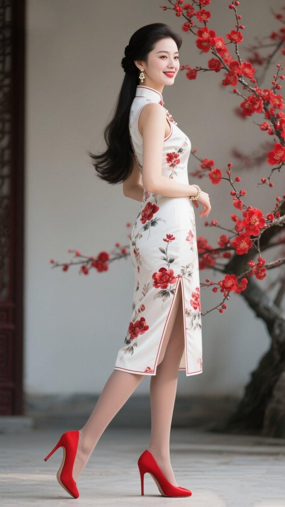 《我把春天穿进旗袍》裁一片嫩芽的新绿，做了旗袍的襟。风掠过的时候，捎