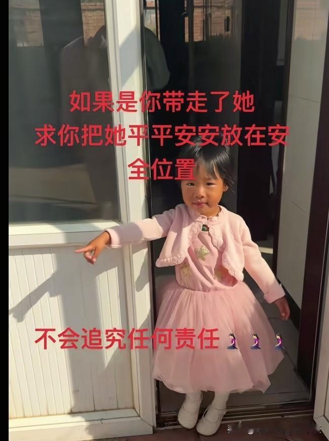 辽宁丢失女孩妈妈发声：不会追究任何责任。4岁女孩发视频称：如果你带走了她，求你