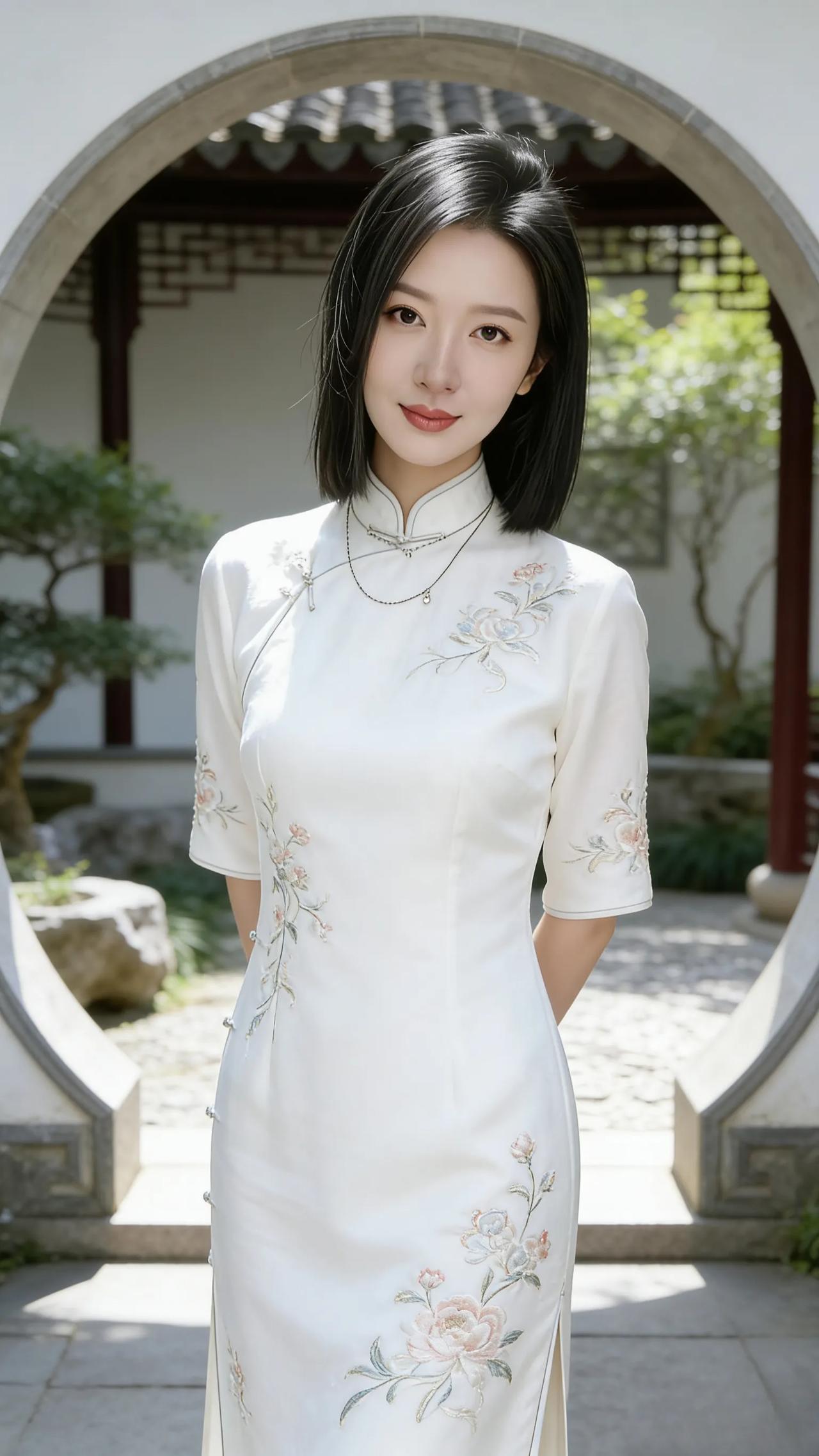 逛江南园林穿了件白旗袍，站在月洞门前的那一刻，突然懂了什么是中式美。没有复杂的装