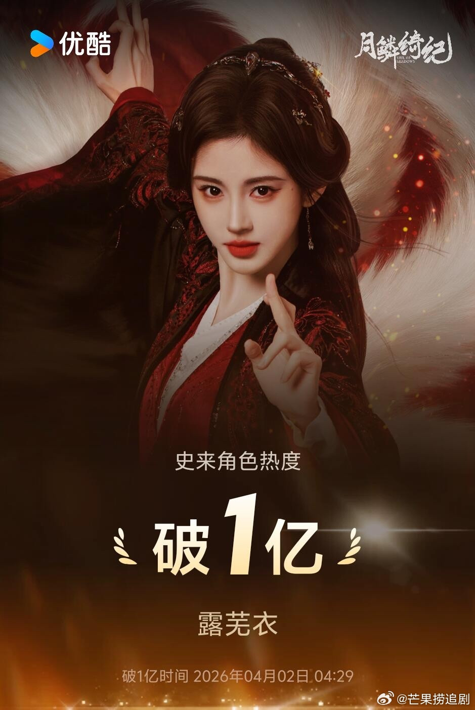 鞠婧祎、曾舜晞分别拿下优酷首位破亿角色、破亿男性角色。她俩给我的感觉是她还在吸粉