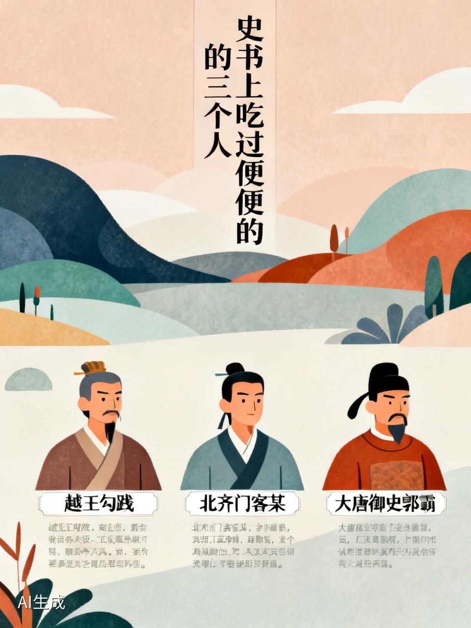 史书上吃过便便的三个人，一个比一个狠：第一个，越王勾践，国破为奴，栖身石