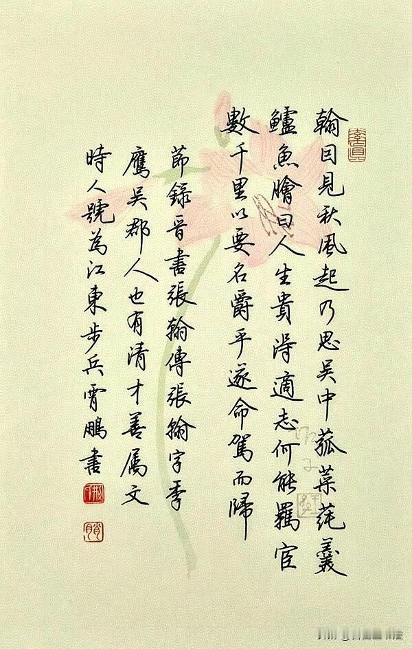 硬笔行书写在花笺之上，笔墨与雅致底纹相得益彰。字迹流畅温润，行笔舒展从容，笔画提