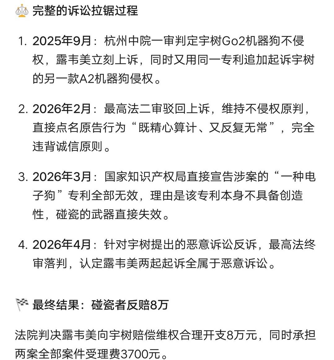 宇树科技被告了。一家名为露韦美的公司，起诉Go2机器狗侵权。这家企业是做日化行业