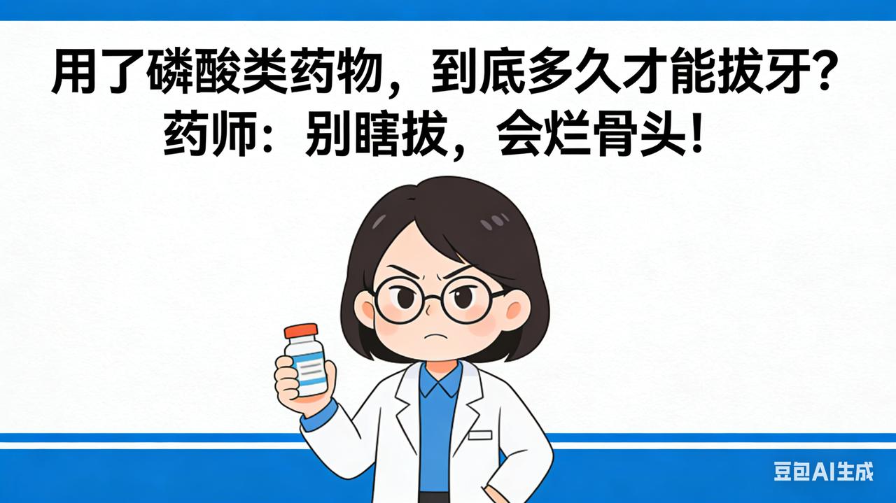 用了磷酸类药物，到底多久才能拔牙？药师：别瞎拔，会烂骨头！大家好，我是倩倩
