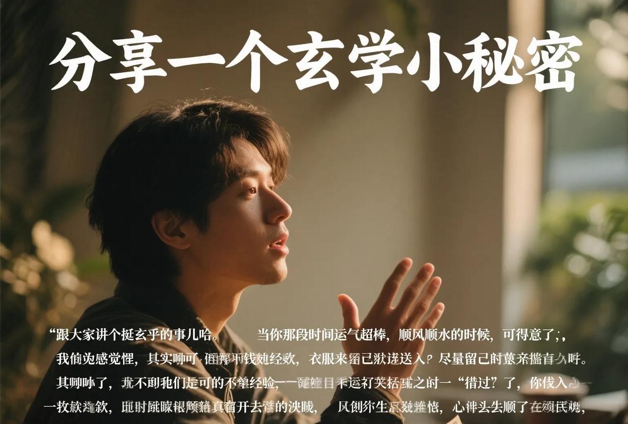 分享一个玄学小秘密跟大家讲个挺玄乎的事儿哈。当你那段时间运气超棒，顺风顺水的时