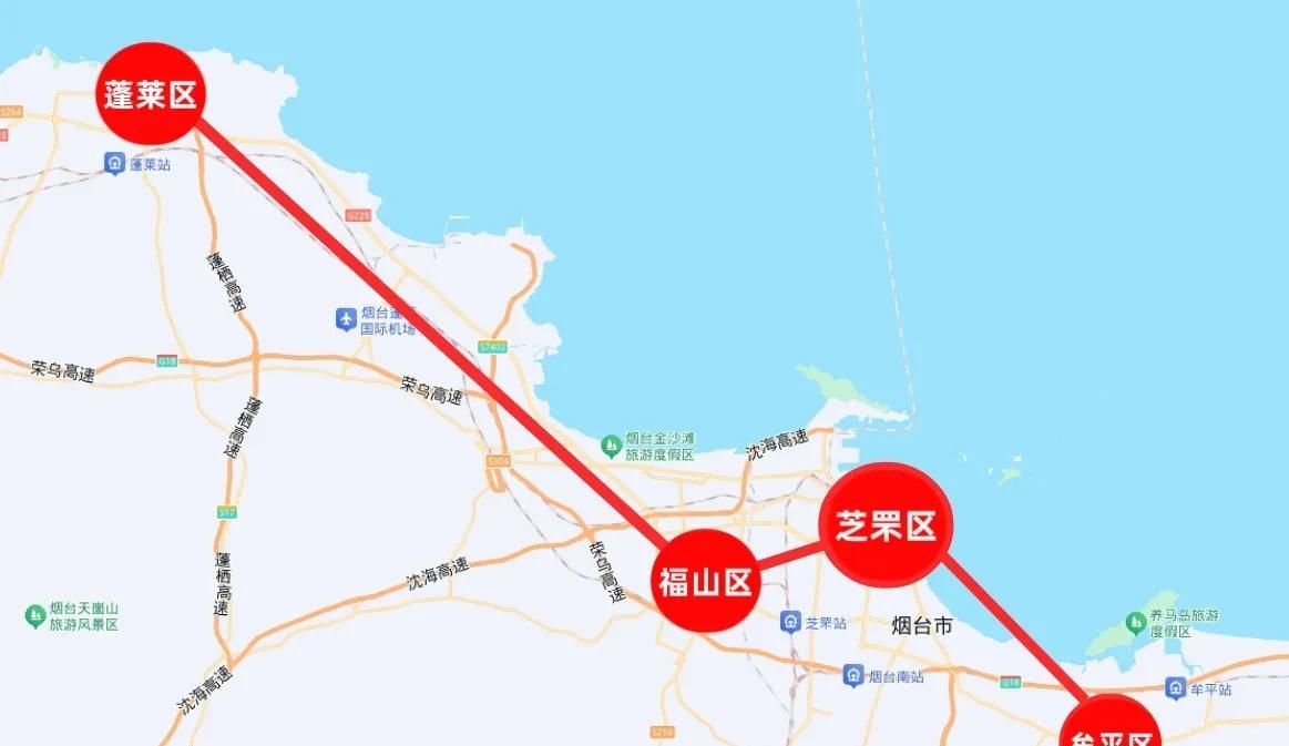 还没建地铁的城市里，应该没有比烟台更适合申报的吧？烟台地势狭长，从蓬莱区到牟平区