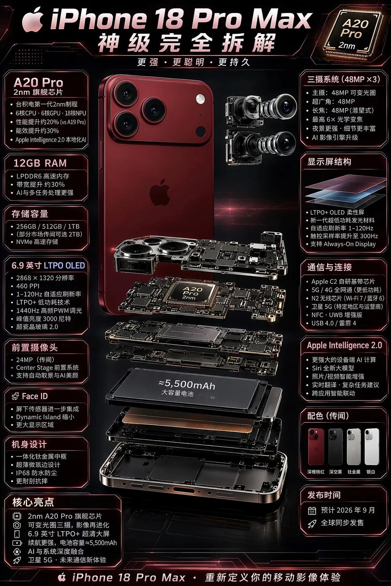 苹果下一代旗舰到底有多猛，升级太狠了！。iPhone18ProMax苹果新机
